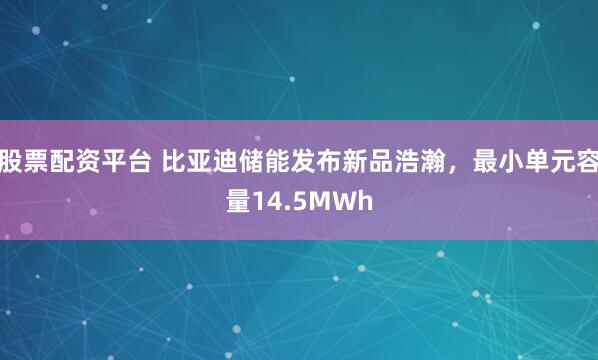 股票配资平台 比亚迪储能发布新品浩瀚，最小单元容量14.5MWh
